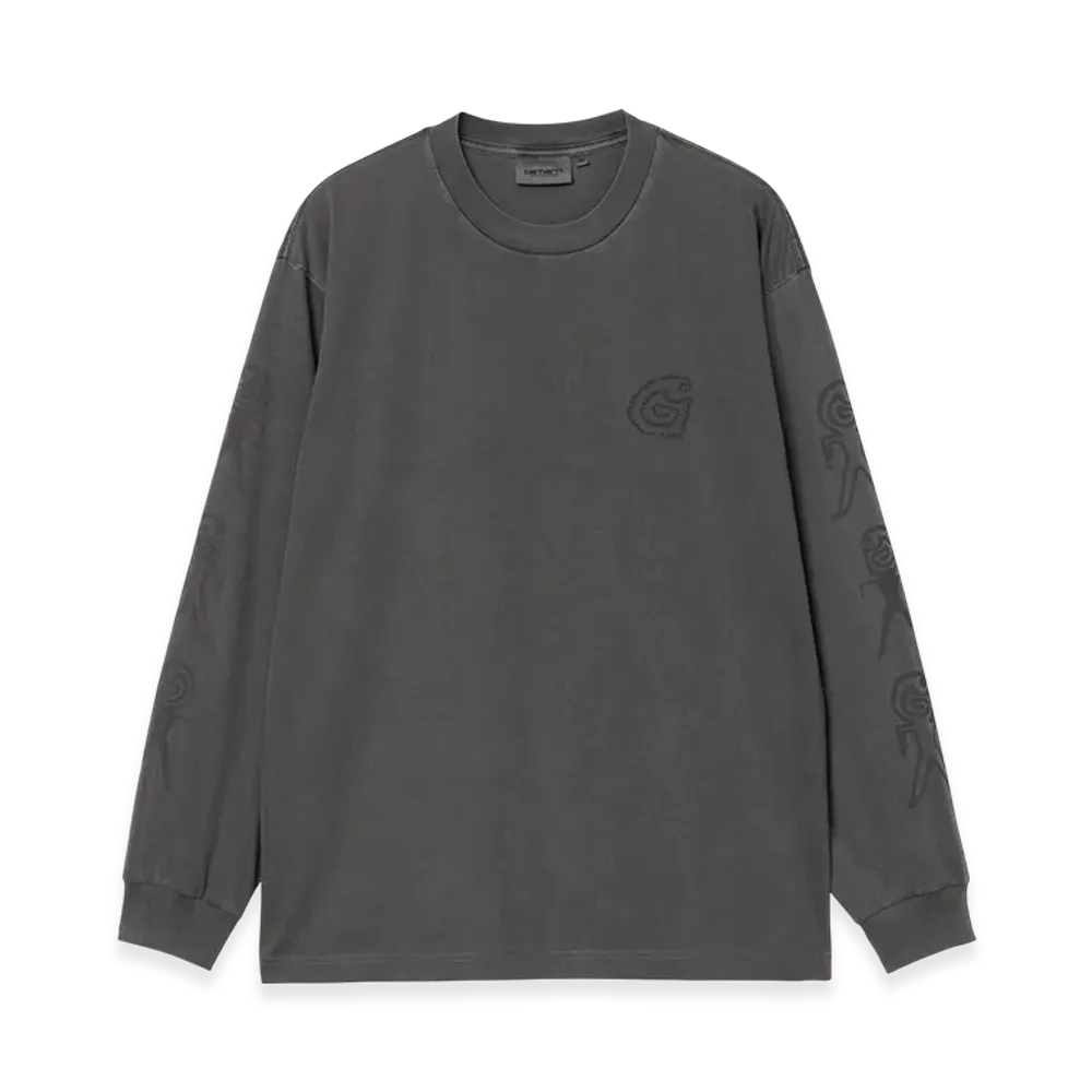Carhartt WIP L/S Terrestrial T-Shirt "Black/Graphite(Pigment Garment Dyed)"
