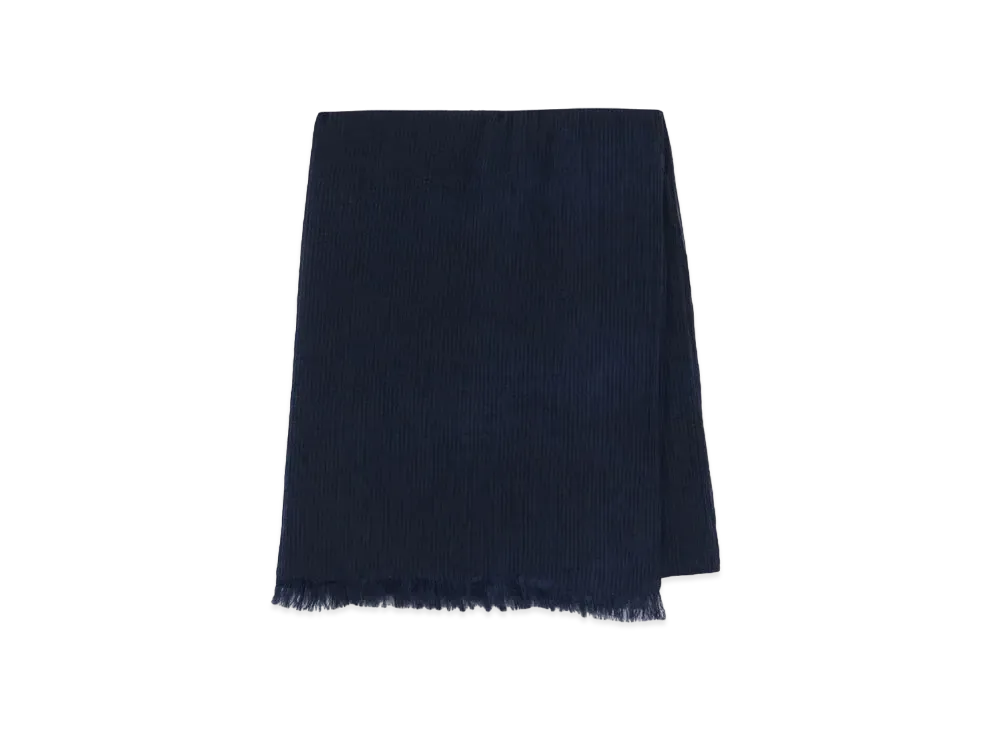 Yohji Yamamoto Pour Homme SILK WOOL PIECE DYE PLAIN STRIPE STOLE "Navy"
