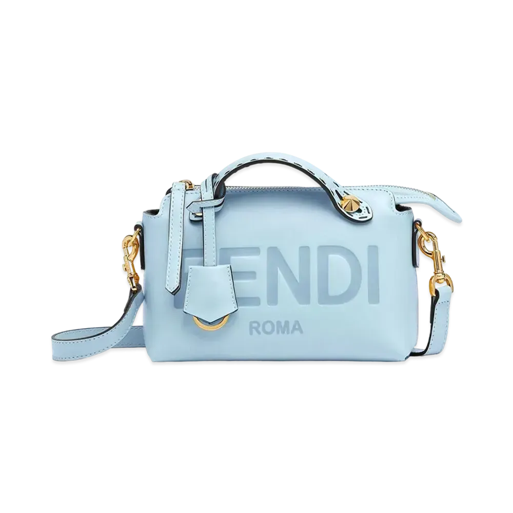 FENDI By Theway Small Leather Boston Bag "Light Blue"