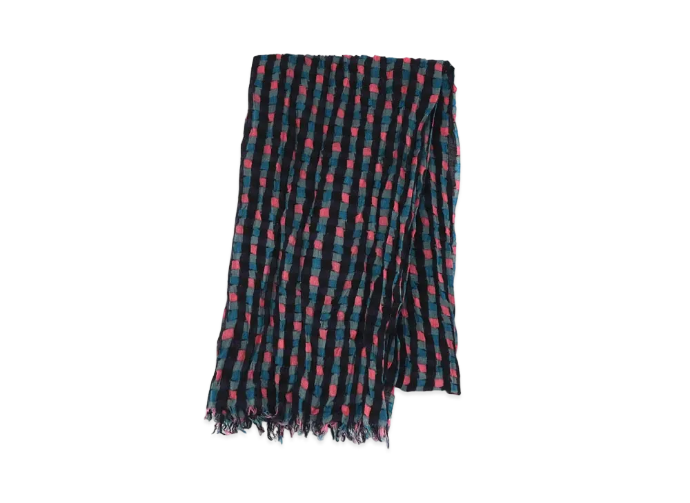 Yohji Yamamoto Pour Homme W/PLAIN WEAVE OVERPT CHECK PRINT STOLE "Blue"