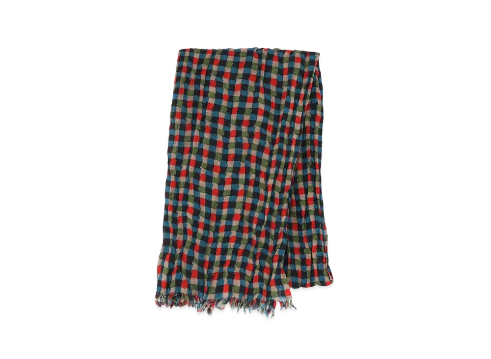 Yohji Yamamoto Pour Homme W/PLAIN WEAVE OVERPT CHECK PRINT STOLE "Red"