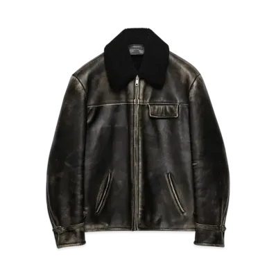PRADA Men's Nappa Leather and Shearling Jacket "Black"