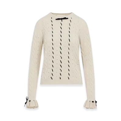 Valentino Women's Wool Sweater Cable Knit "Beige"