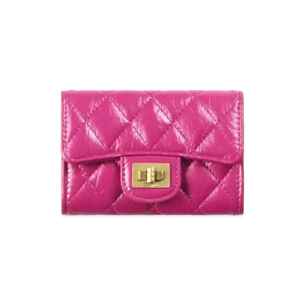 CHANEL 2.55 Flap Card Case Aged Calfskin "Pink"
