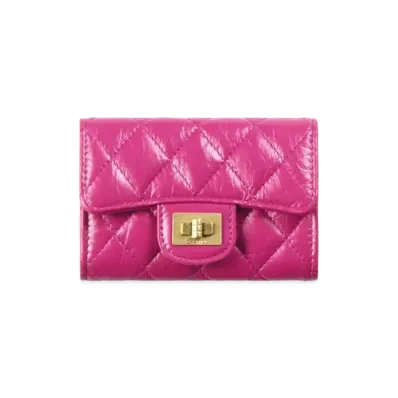CHANEL 2.55 Flap Card Case Aged Calfskin "Pink"