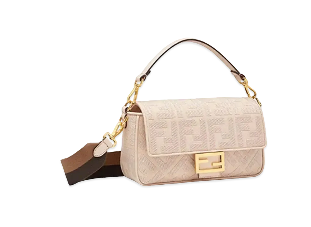 FENDI Baguette FF Canvas Bag "Pink"