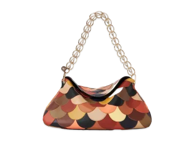 Chloe Medium Juana Day Bag In Shiny Calfskin Scallop Patchwork "Brown"