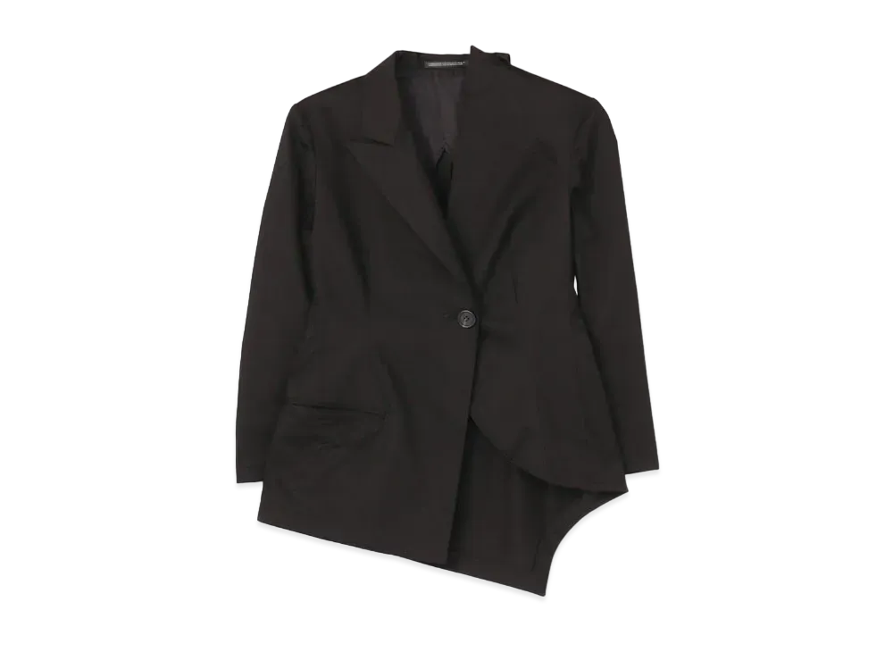 Yohji Yamamoto COTTON STRETCH UNBALANCE JKT "Black"