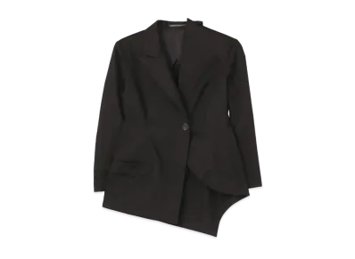 Yohji Yamamoto COTTON STRETCH UNBALANCE JKT "Black"