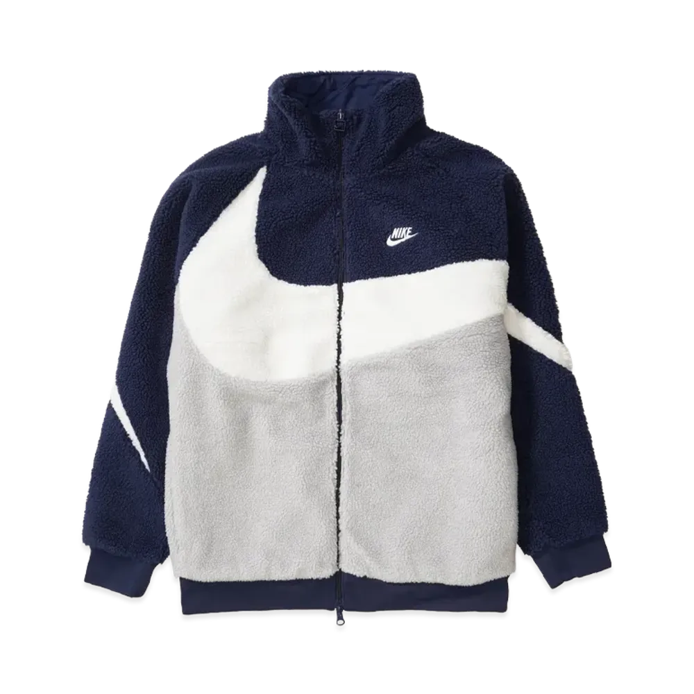 Nike Big Swoosh Full Zip Reversible Boa Jacket "Midnight Navy/White"