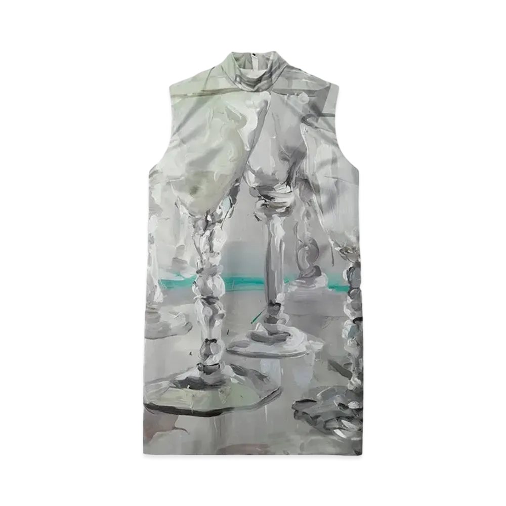 MSGM Short Dress With Glasses Print "Gray"