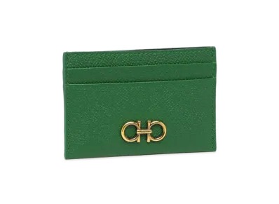 Salvatore Ferragamo Gancini Business Card Holder "Scrubs Green"