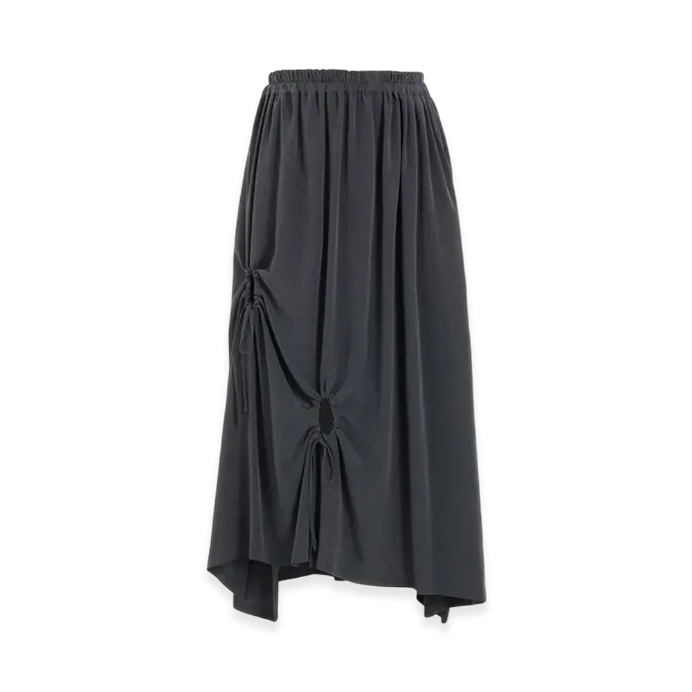Y's Crepe De Chine Circle Gathered Skirt "Khaki"