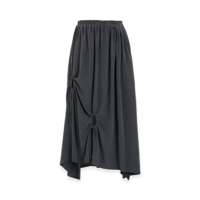 Y's Crepe De Chine Circle Gathered Skirt "Khaki"