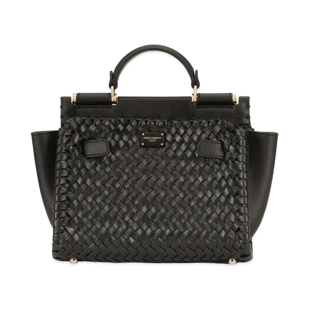 Dolce&Gabbana Sicily 62 Soft Bag Small Woven Nappa & Tahiti Calfskin "Black"