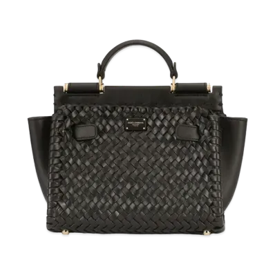 Dolce&Gabbana Sicily 62 Soft Bag Small Woven Nappa & Tahiti Calfskin "Black"