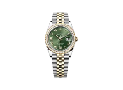 ROLEX Datejust 36mm Oystersteel & Yellow Gold Diamond 126283RBR "Olive Green"