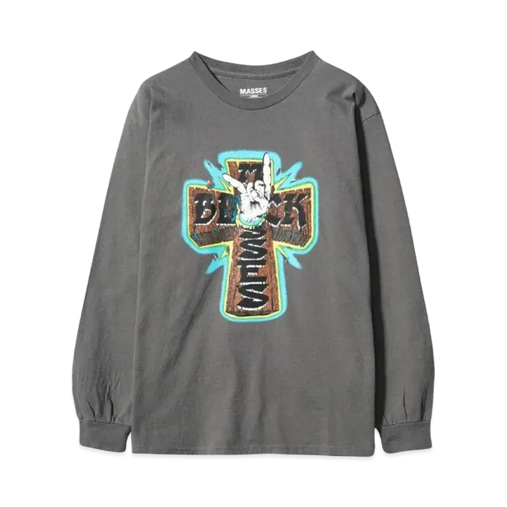 MASSES T-SHIRT L/S CROSS HAND "CHARCOAL"