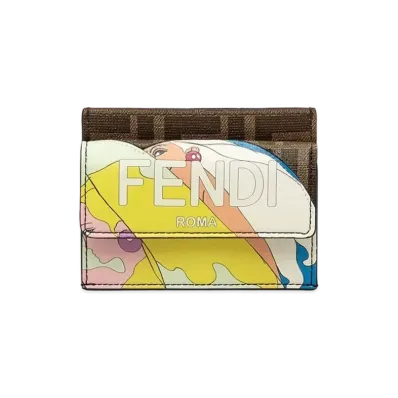 FENDI Card Case Fabric Card Case "Brown"