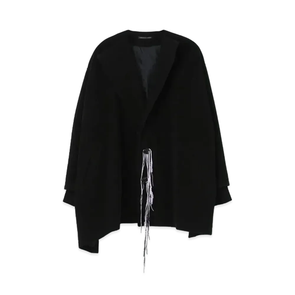 Yohji Yamamoto Y's WOOL MOSSER NO COLLAR SHORT COAT "Black"
