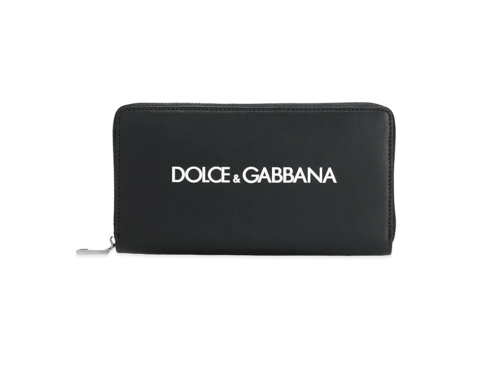 Dolce&Gabbana Ziparound Wallet Calfskin Printlog "Black"