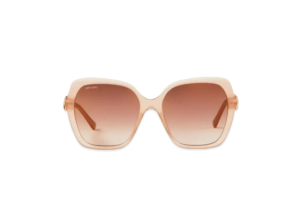 Jimmy Choo Manon Square Frame Sunglasses With Swarovski Crystals "Caramel Brown"