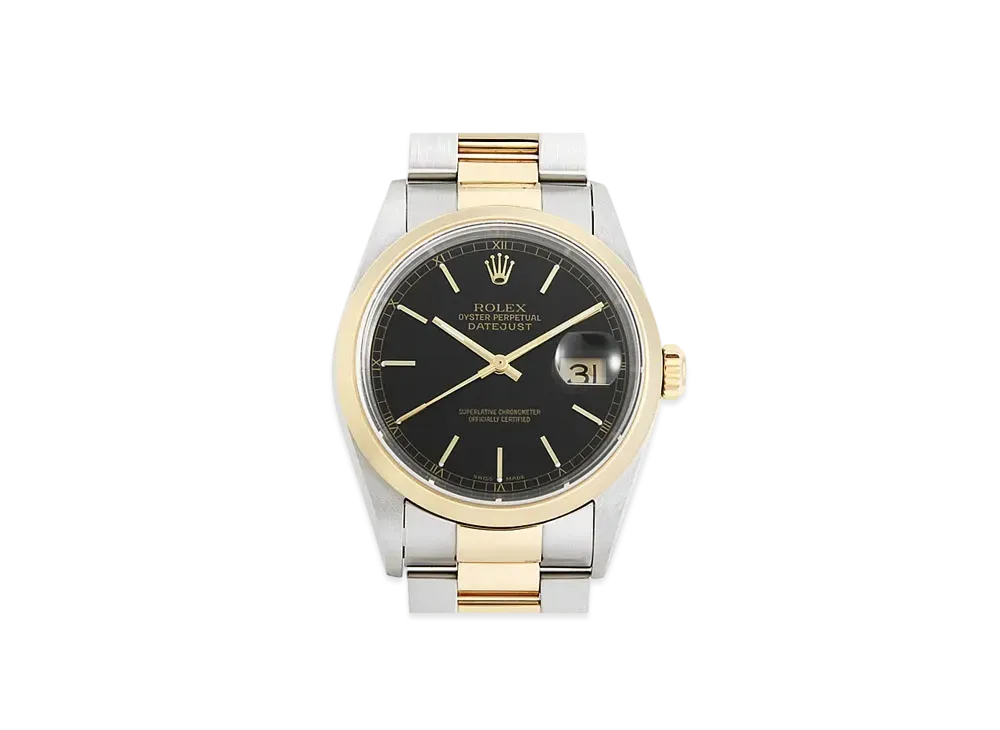 ROLEX Datejust "Black/Stainless Steel/Yellow Gold" 16203