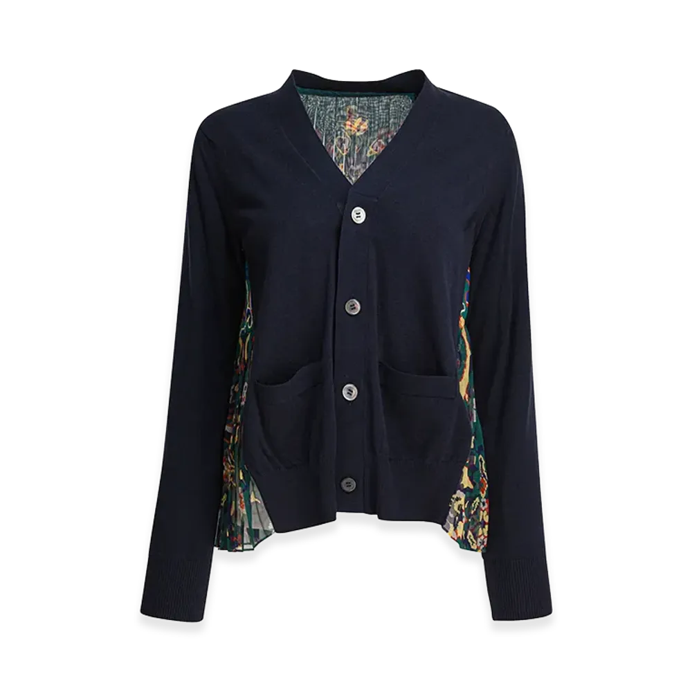 sacai Women's Cardigan With Floral Print "Blue/Green"