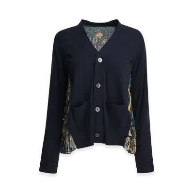 sacai Women's Cardigan With Floral Print "Blue/Green"