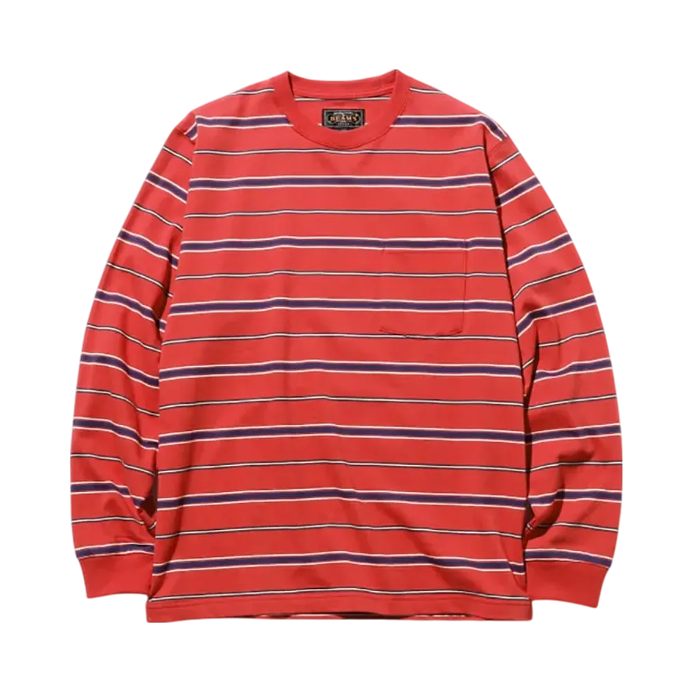 BEAMS Pocket Tee Multi Stripe "Red"