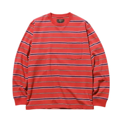 BEAMS Pocket Tee Multi Stripe "Red"