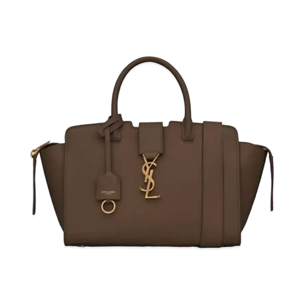Saint Laurent Downtown Baby Shopping Bag In Grained Leather "Dark Pecan"