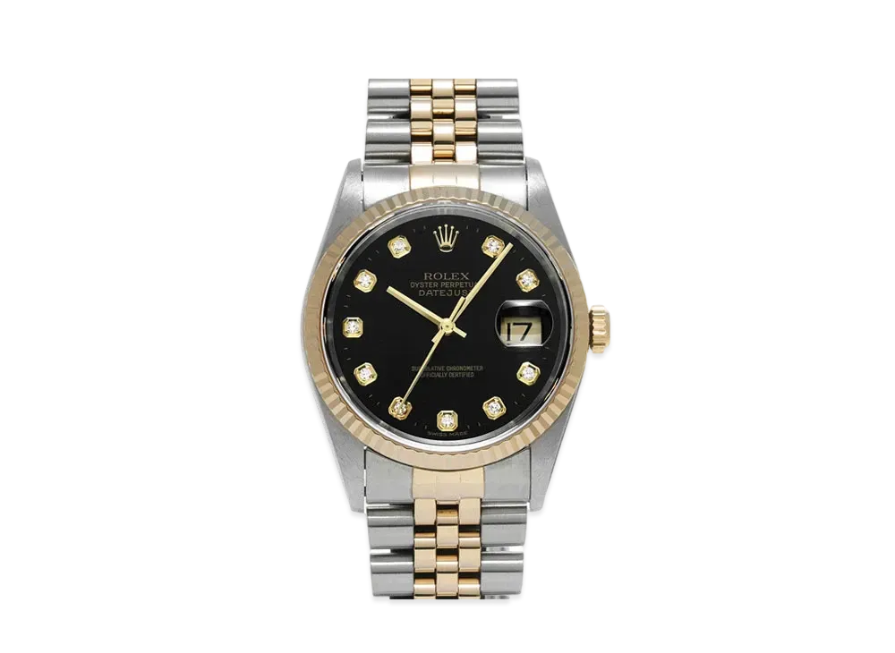 ROLEX Datejust 10P Diamonds "Black/Stainless Steel/Yellow Gold"