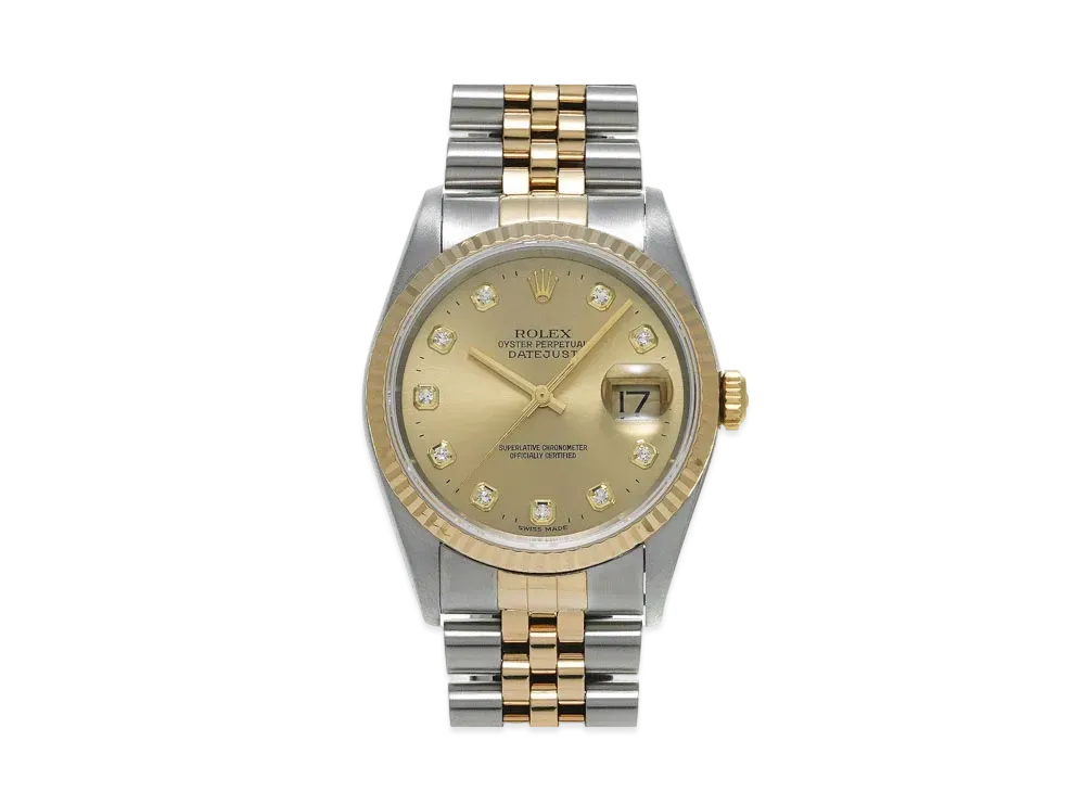 ROLEX Datejust 10P Diamonds "Champagne/Stainless Steel/Yellow Gold"