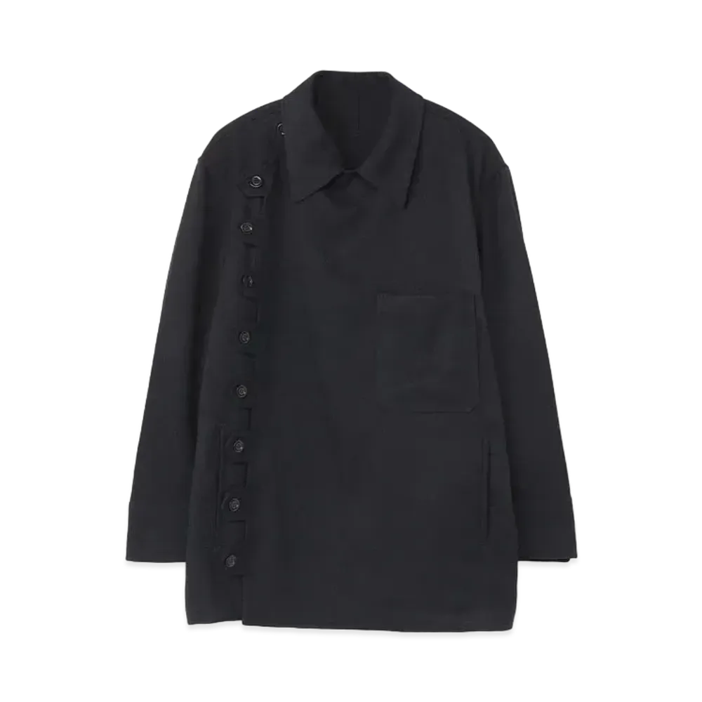 Yohji Yamamoto Y's WOOLY KERSEY STRETCH SHIRT BLOUSON "Black"
