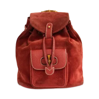 GUCCI Backpack Mini Bamboo Suede "Red"
