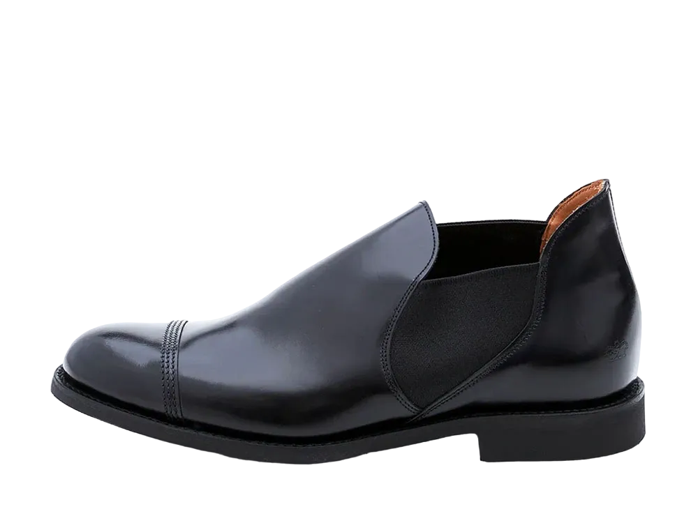 SANDERS Women's Military Cap Toe Short Chelsea 266 Polished Leather "Black" 1629B