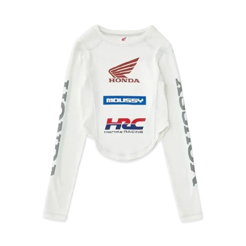 MOUSSY x HONDA Round Hem Long Sleeve T-shirt "White"