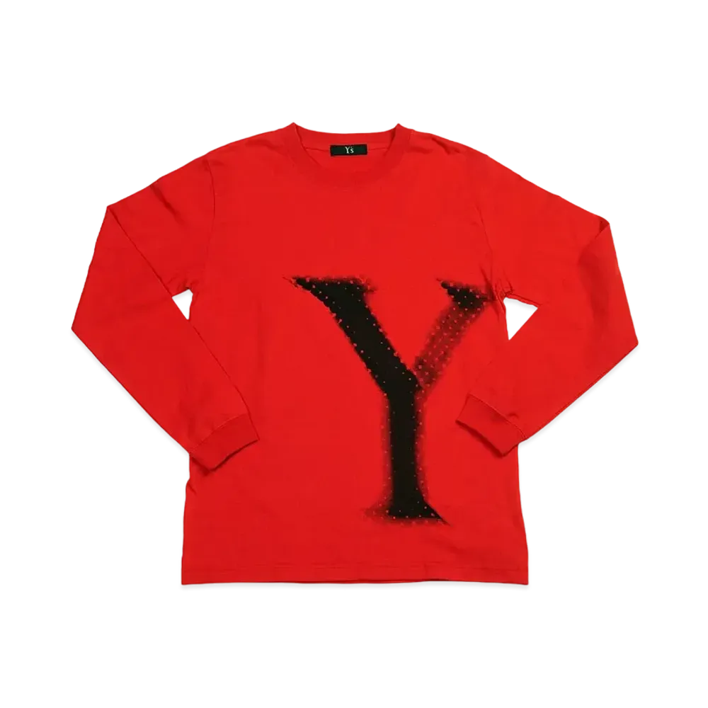Yohji Yamamoto Y's -ONLINE EXCLUSIVE- Y's LOGO BIG LONG SLEEVE T- SHIRTS "Red"