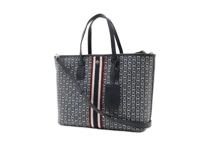Tory Burch Gemini Link Canvas Small Top-Zip Tote Bag