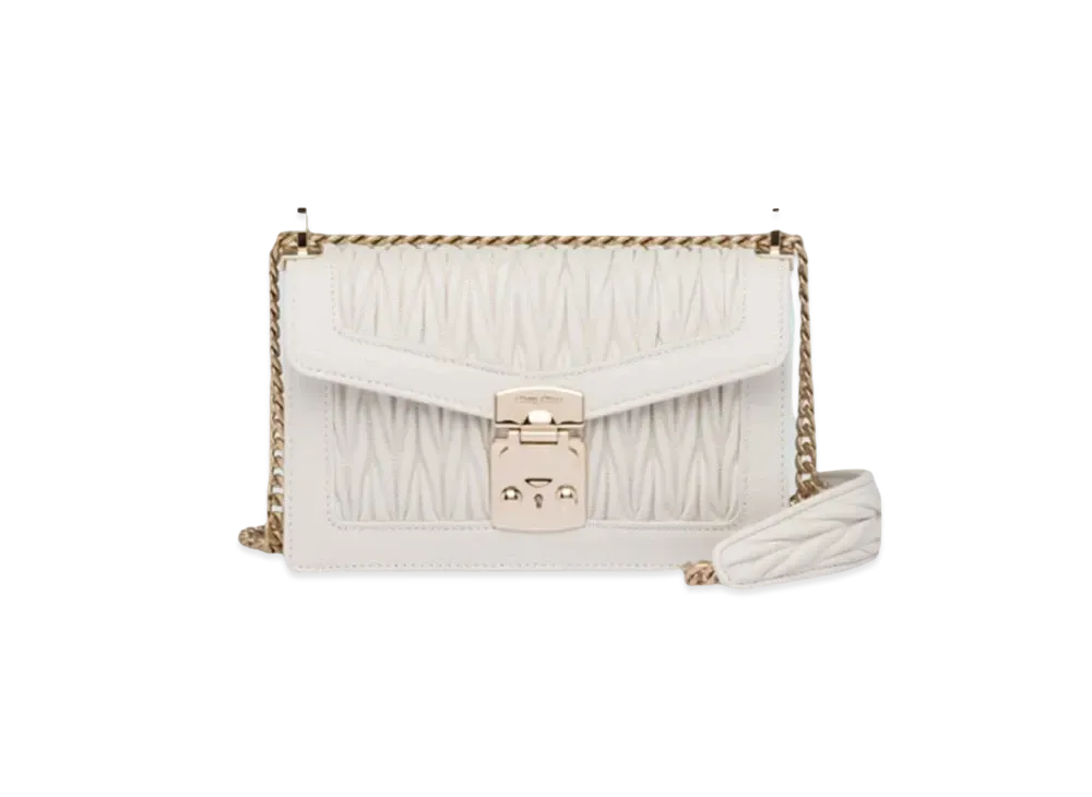 MIU MIU Miu Confidential Matelase Leather Bag "White"