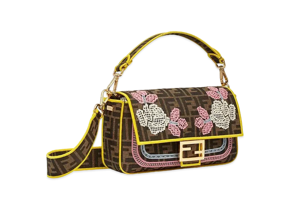 FENDI Baguette Embroidered FF Fabric Bag