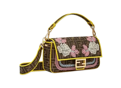 FENDI Baguette Embroidered FF Fabric Bag