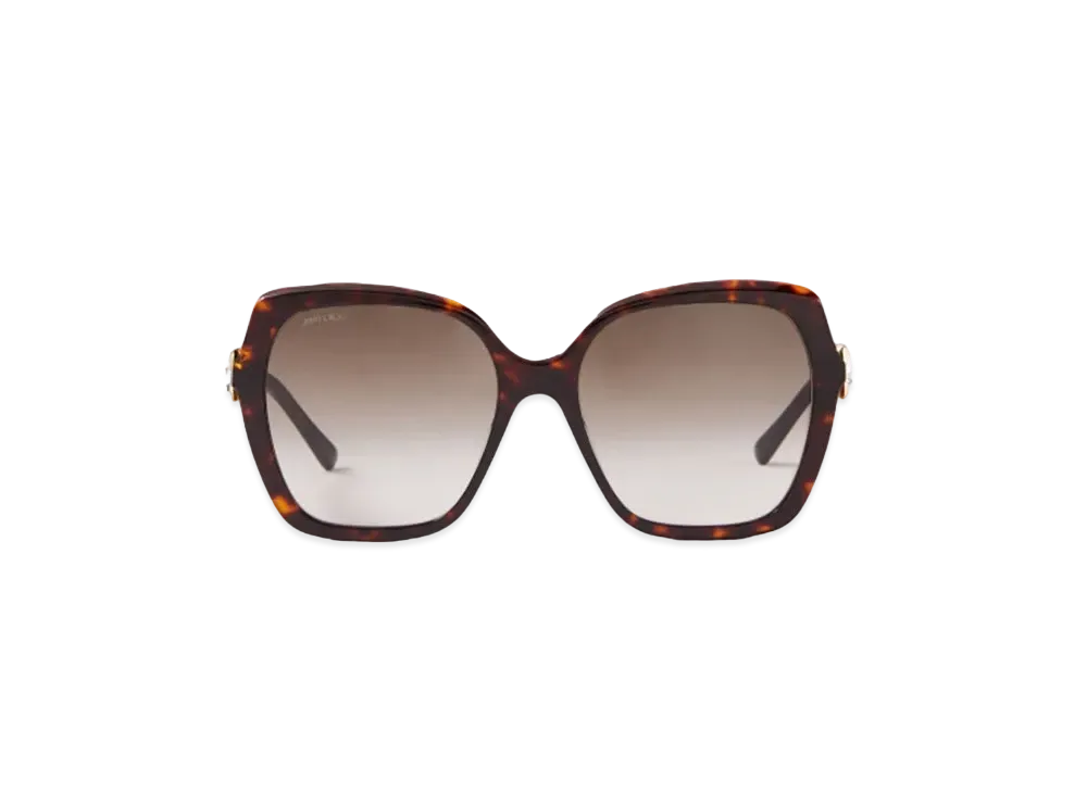 Jimmy Choo Manon Square Frame Sunglasses With Swarovski Crystals "Dark Havana"
