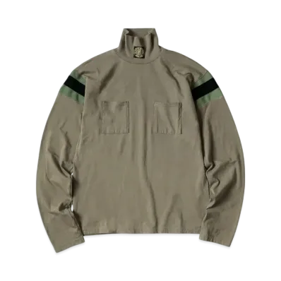 KAPITAL 20/- Hard Ball High Neck Poke Long Tee "Grey Khaki"