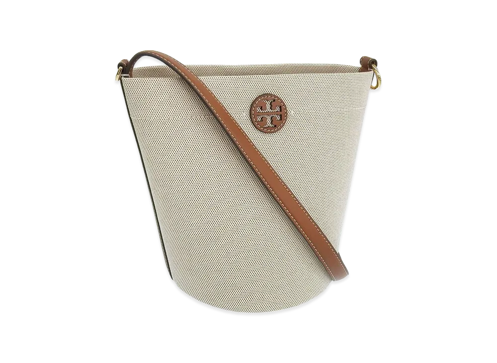TORY BURCH Blake Canvas Bucket Bag "Classic Cuoio"