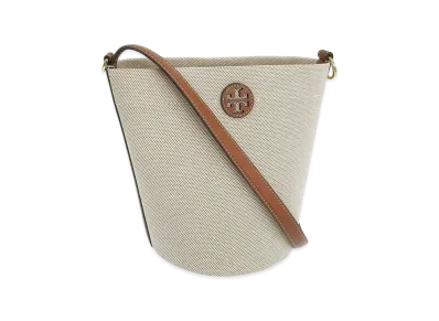 TORY BURCH Blake Canvas Bucket Bag "Classic Cuoio"