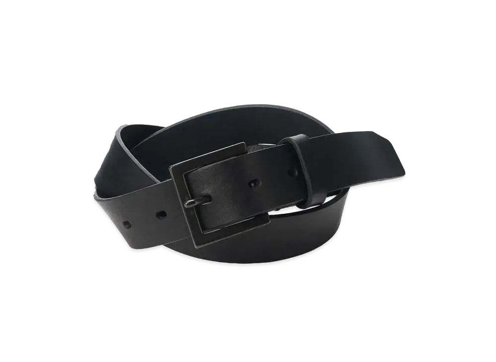 Yohji Yamamoto Pour Homme THICK OIL SOFT LEATHER 30MM PLAIN BELT "Black"