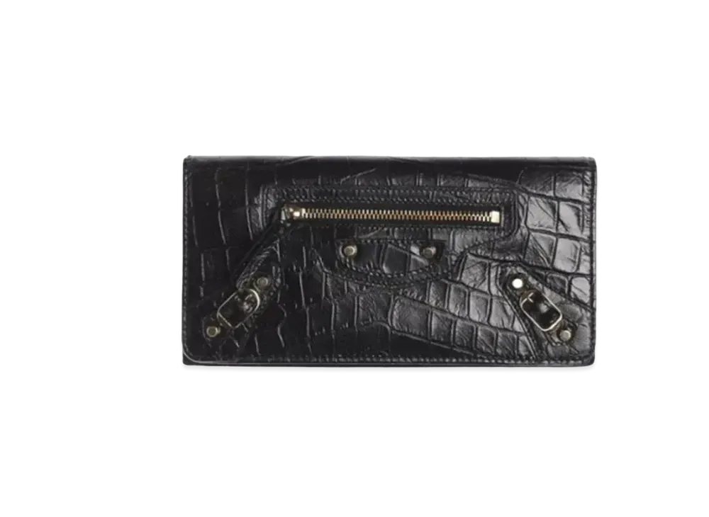 BALENCIAGA Classic Croco Effect Money Wallet Classic Wallet "Black"