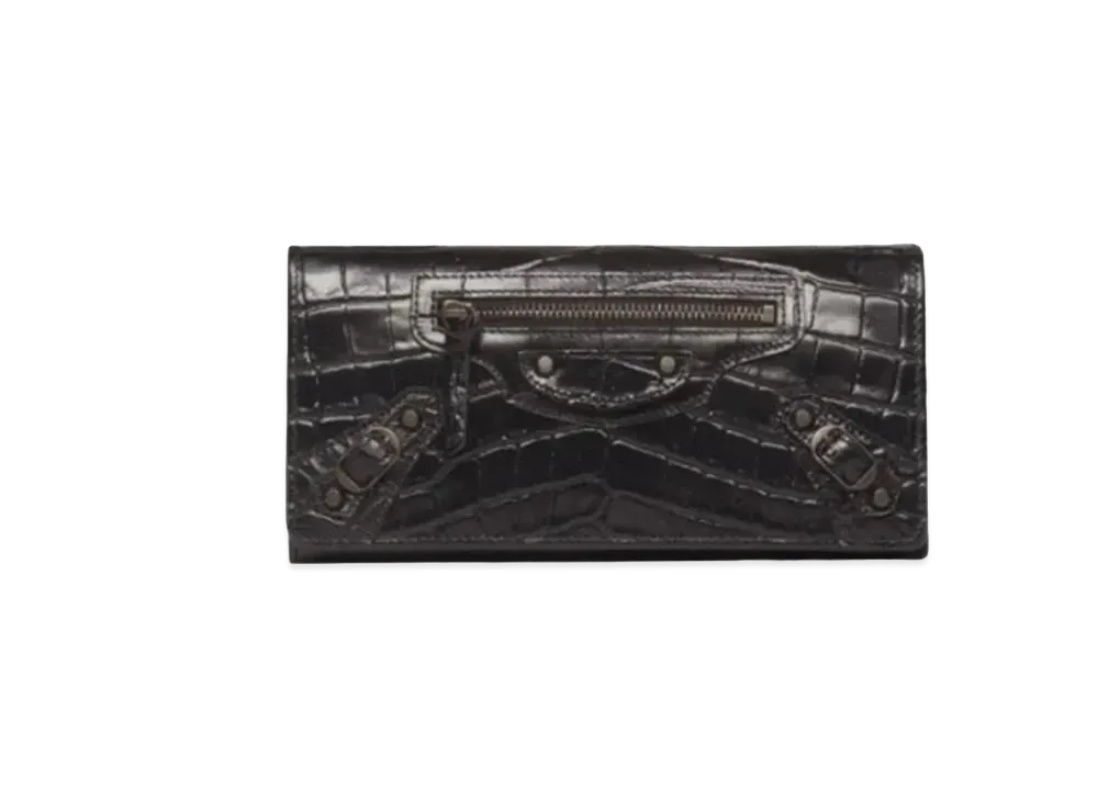 BALENCIAGA Classic Crocodile Pattern Wallet Classic Wallet "Black"
